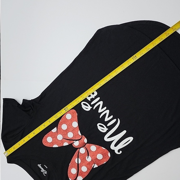 Disney Minnie Mouse Short Sleeve T-Shirt Black Red Glitter Bow Size Medium 7, 9 - Picture 9 of 10
